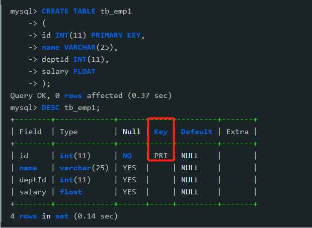 mysql怎么设置主键