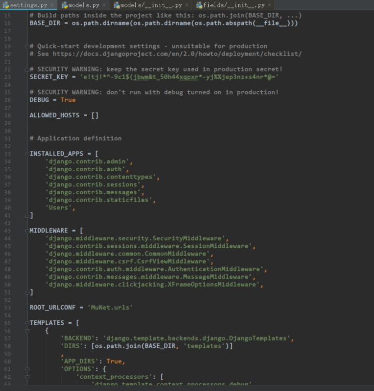 django中settings.py配置文件的示例分析
