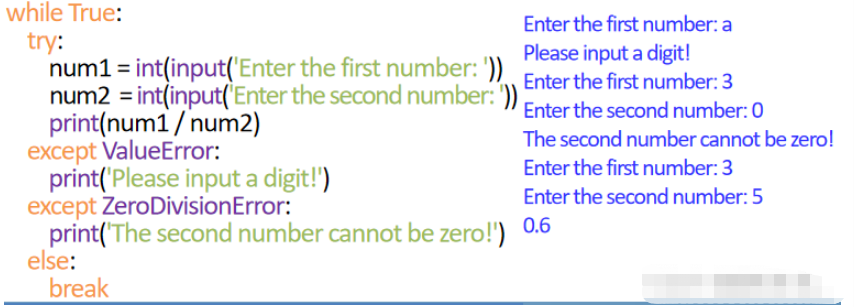 Python捕捉异常举例分析