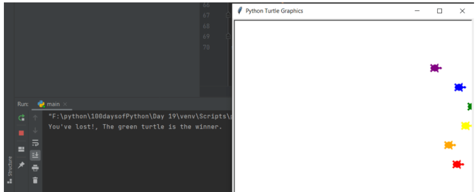 如何用python实现海龟赛跑小游戏