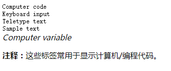 html中不同計(jì)算機(jī)輸出標(biāo)簽的顯示效果