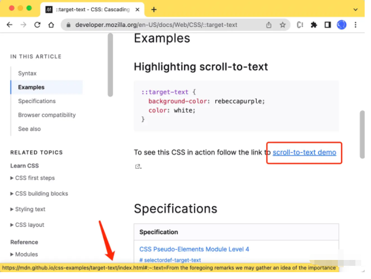 CSS3中的新特性::target-text选择器怎么用