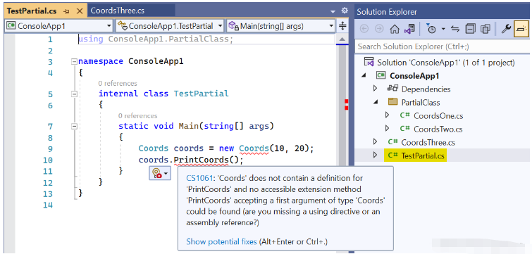 C#中的partial关键字怎么使用