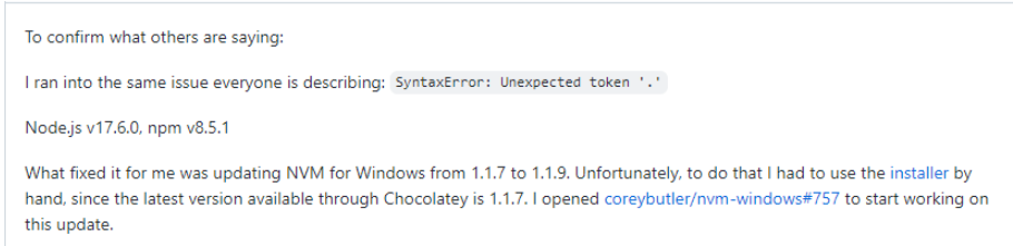 nvm版本導(dǎo)致npm?install報(bào)錯(cuò)Unexpected?token?'.'如何解決