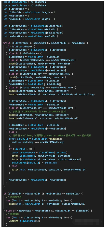 Vue中的双端diff算法怎么应用
