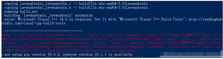 pip install python-Levenshtein失败如何解决