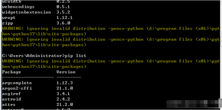 WARNING:Ignoring invalid distribution -pencv-python警告信息如何处理