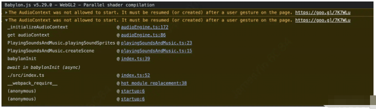 Babylon.js中AudioContext was not allowed to start异常问题怎么解决
