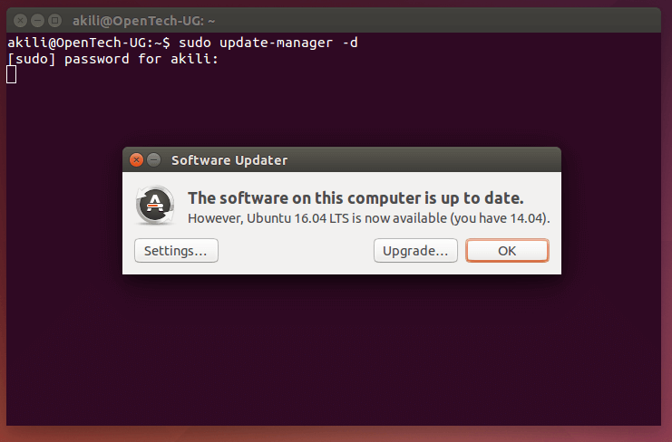 Ubuntu14.04 LTS版怎么升级到16.04 LTS