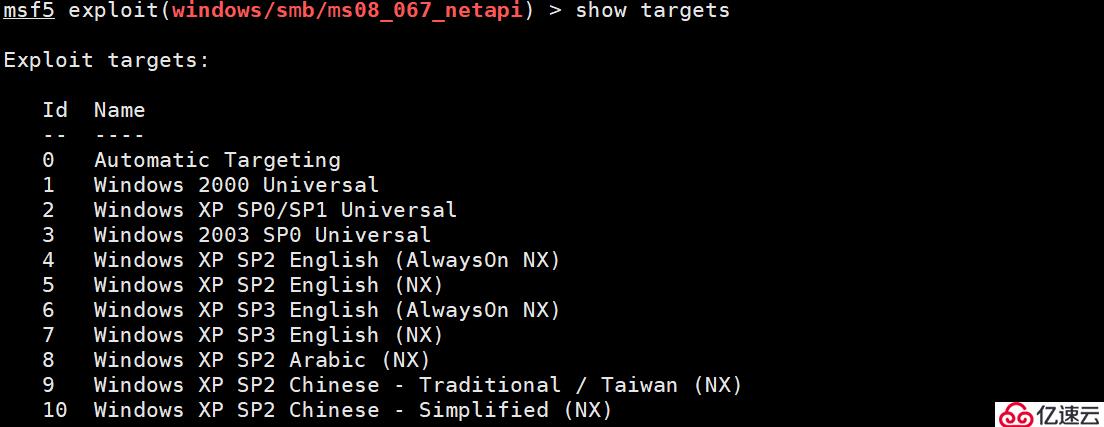 使用Metasploit利用MS08-067漏洞渗 透xp 