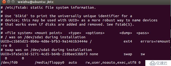 /etc/fstab配置文件详细说明