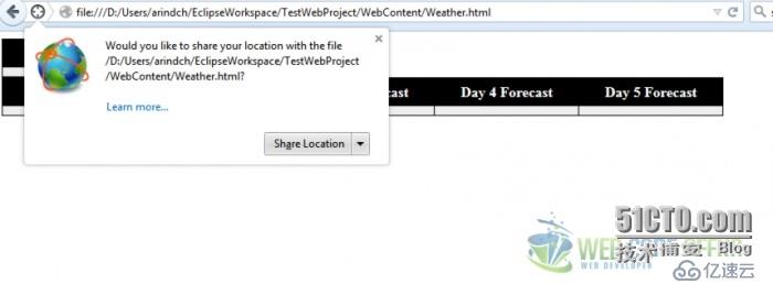 天气窗件展示 -一个HTML5 地理位置应用的例子