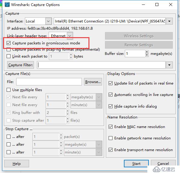 wireshark抓包將網(wǎng)卡設(shè)置為混雜模式