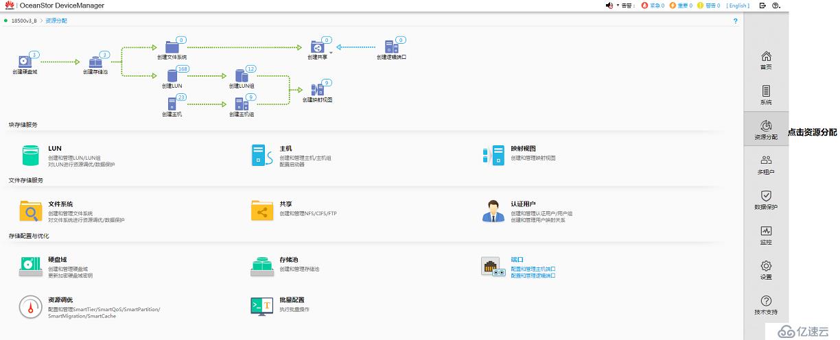 AIX或LINUX，通过华为存储V3上添加对应LUN组，分配存储资源