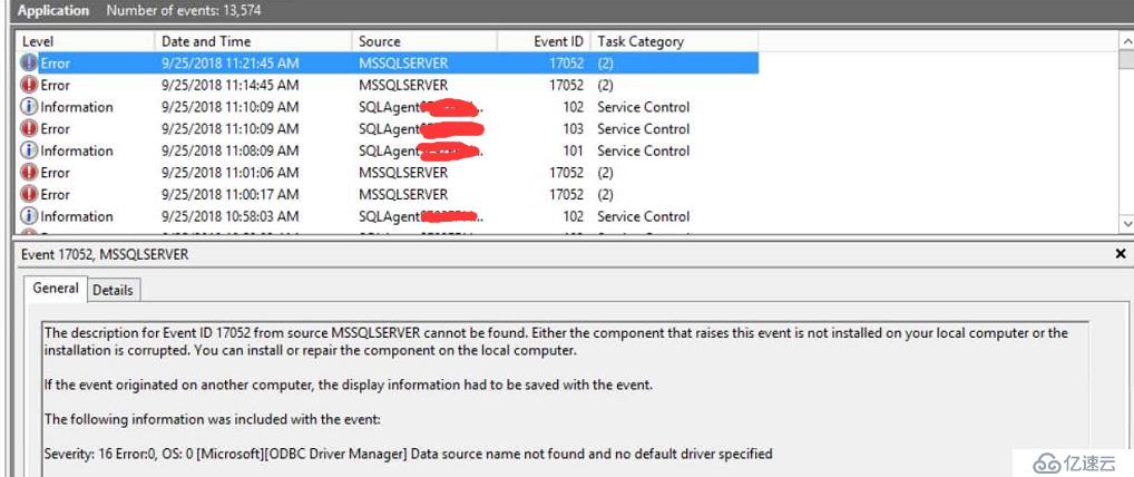 SQL Server Agent 启动后自动停止，ODBC驱动丢失