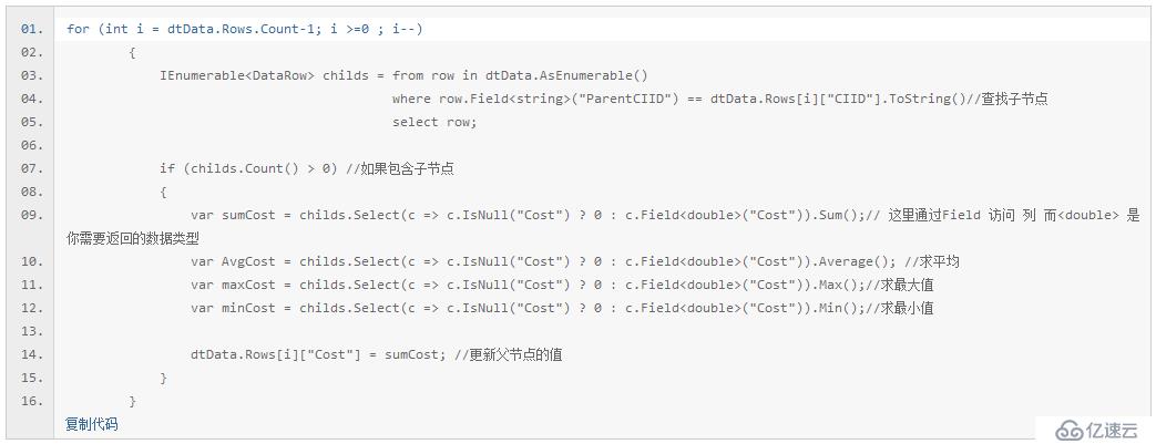 使用LinQ To Object把數(shù)組或DataTable中的數(shù)據(jù)進行向上匯總