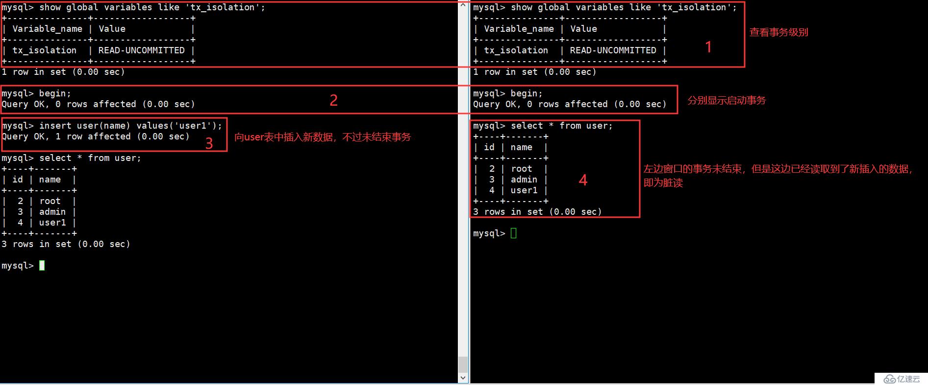 MySQL事务和事务的四种隔离级别 for INNODB