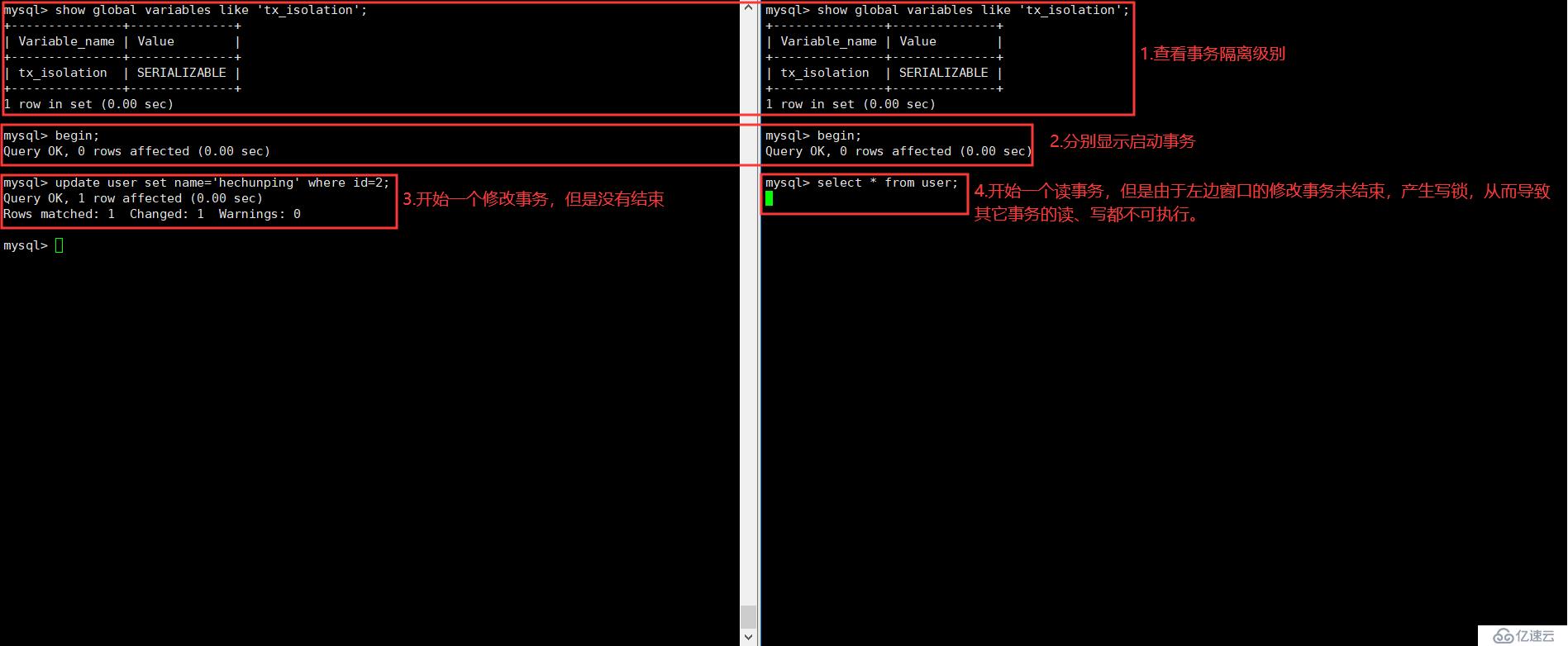 MySQL事务和事务的四种隔离级别 for INNODB