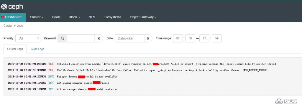 Ceph mgr devicehealth模块加载报错