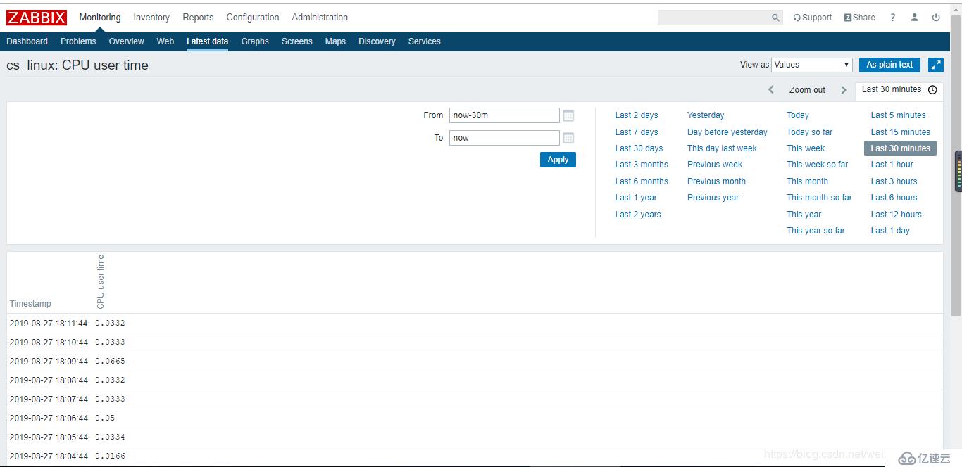 【Zabbix4.2学习笔记】2、部署agent监控主机监控数据查看+触发器及用户组权限