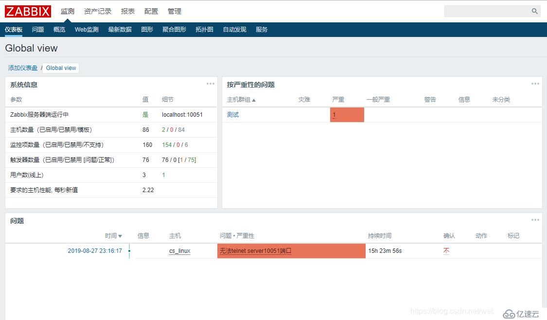 【Zabbix4.2学习笔记】2、部署agent监控主机监控数据查看+触发器及用户组权限