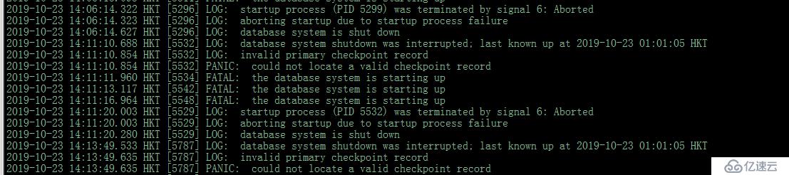 PANIC:  could not locate a valid checkpoint record