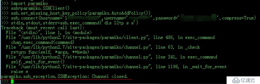 h3c設(shè)備使用paramiko模塊連接（SSHException:Channel  closed）