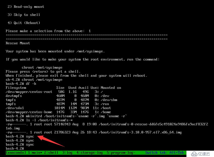 CentOS7删除/boot/initramfsxxx.img并尝试光盘救援模式修复