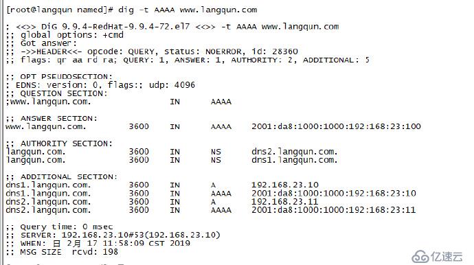 centos7搭建dnsIPv4记录和IPv6记录