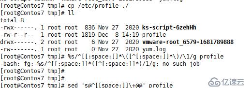 复制/etc/profile至/tmp/目录用查找替换命令删除/tmp/profile文件中的空白行