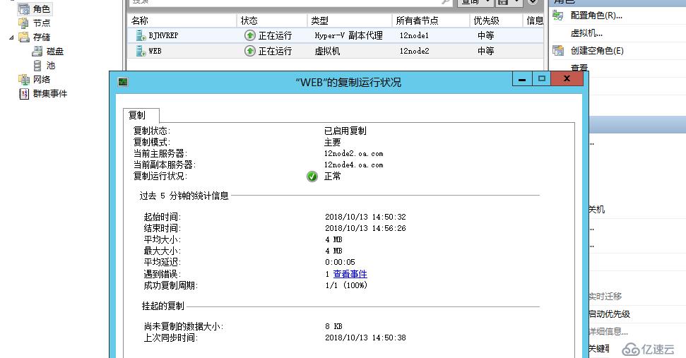 Hyper-V群集對群集復制