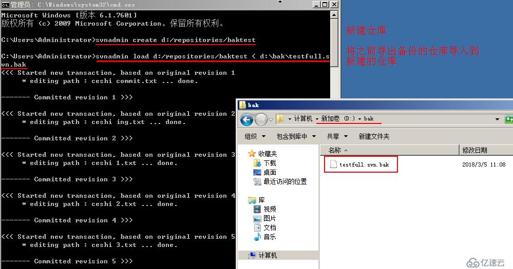 SVN的部署和仓库的备份及WIN7客户端测试