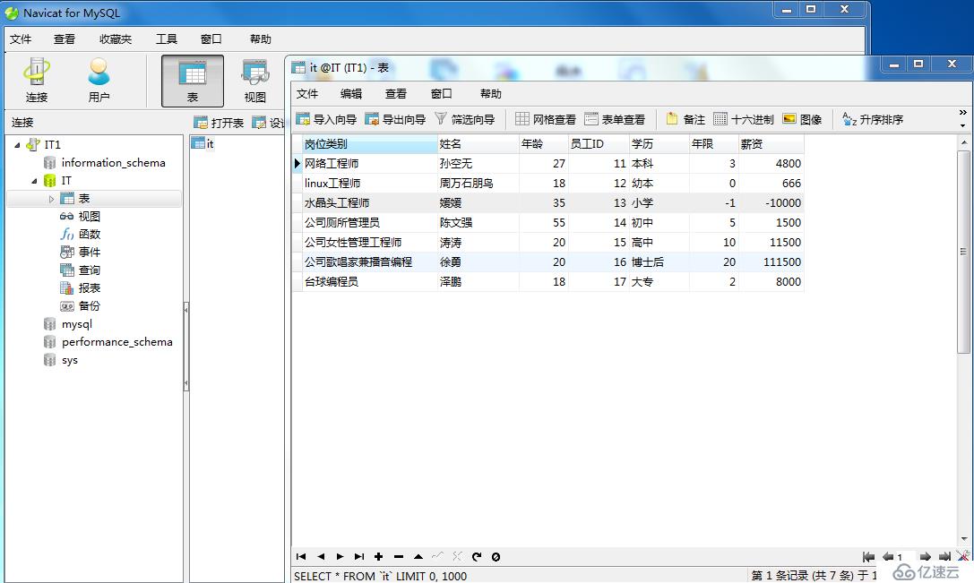 mysql的管理實際運用舉例