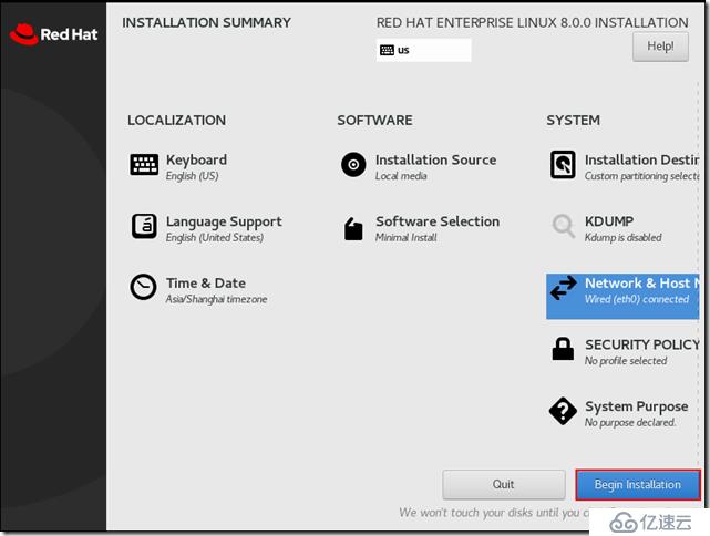 Red Hat Enterprise Linux 8.0.0(RHEL8.0)最小化安装与设置