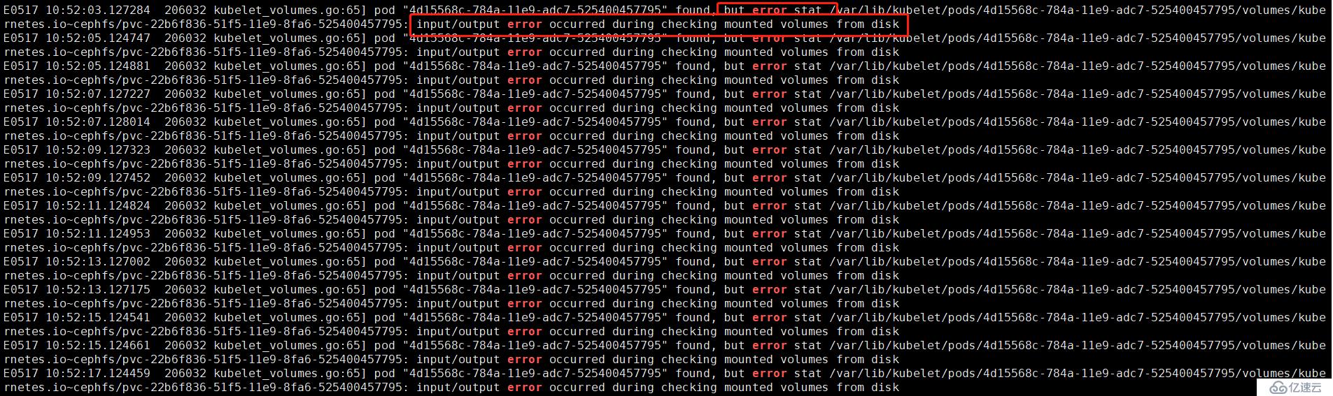 CephFS Provisioner出現(xiàn) Input/Output Error