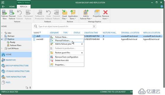 Veeam  Replication Failover and Failback总结