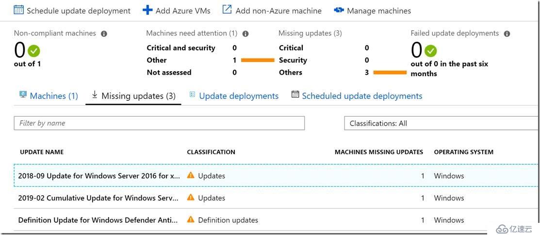 Azure实践之使用automation管理服务器update