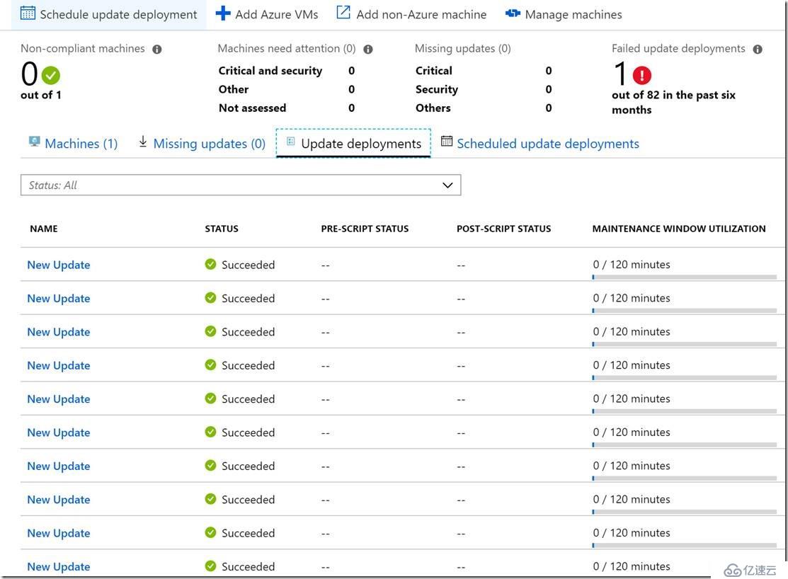 Azure实践之使用automation管理服务器update