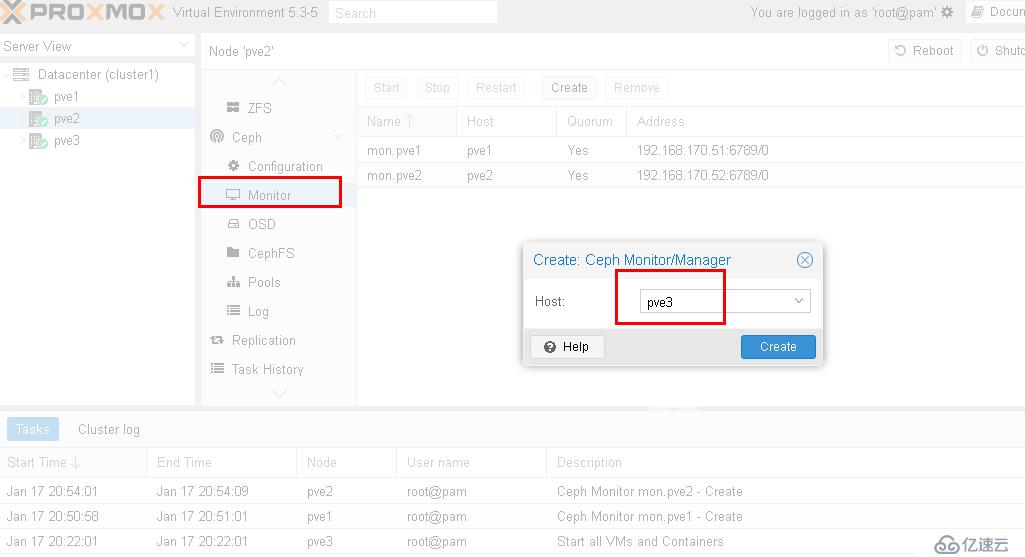 ProxmoxVE 之 5.3集群安装及使用ceph