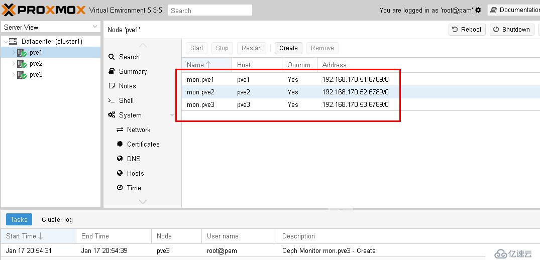 ProxmoxVE 之 5.3集群安裝及使用ceph