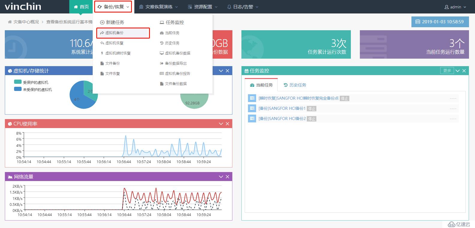 使用云祺虚拟机备份软件备份SANFOR HCI虚拟机