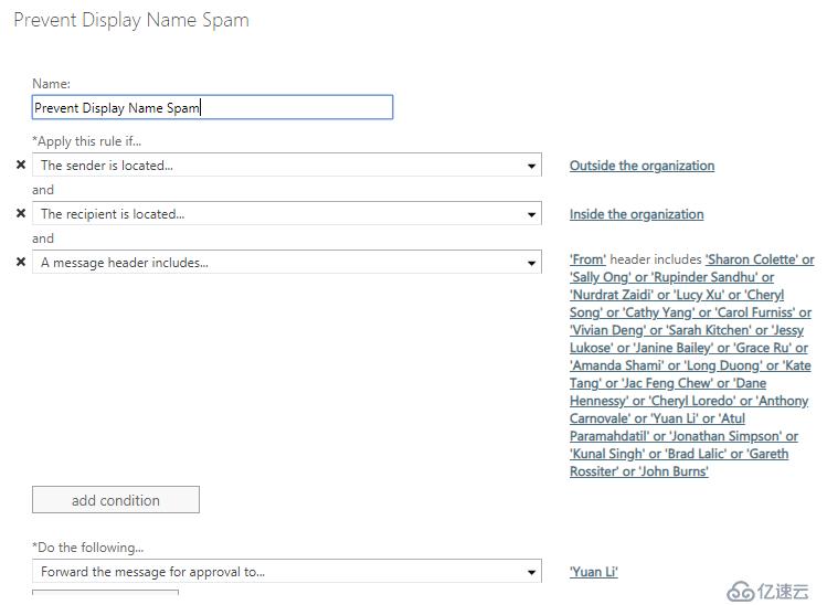 Office365 设定规则避免 Display Name Spoof 欺诈