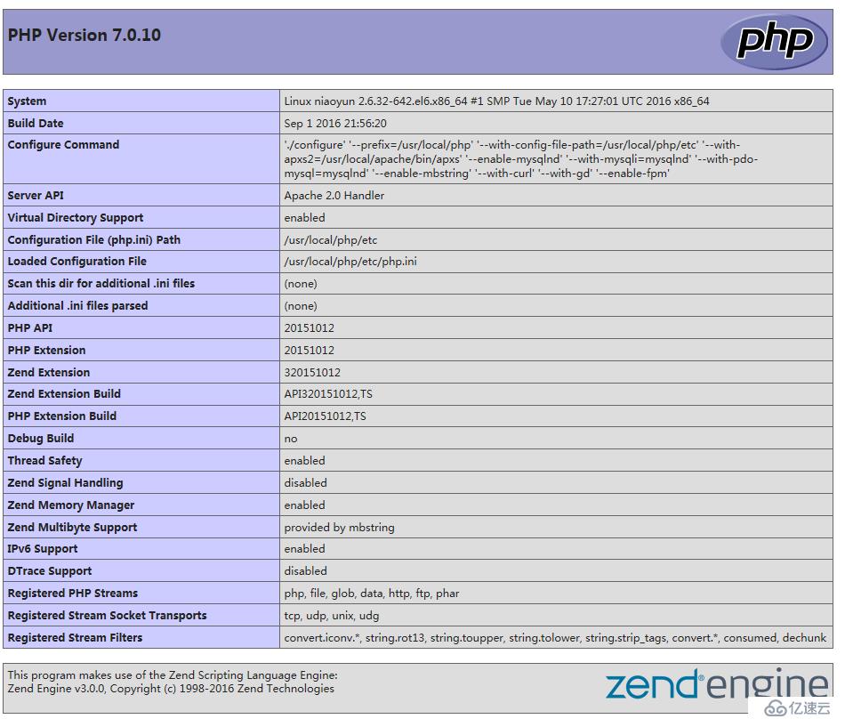 基于CentOS 6.8平臺最新源代碼包編譯安裝LAMP環(huán)境搭建（Apache+MySQL+PHP）