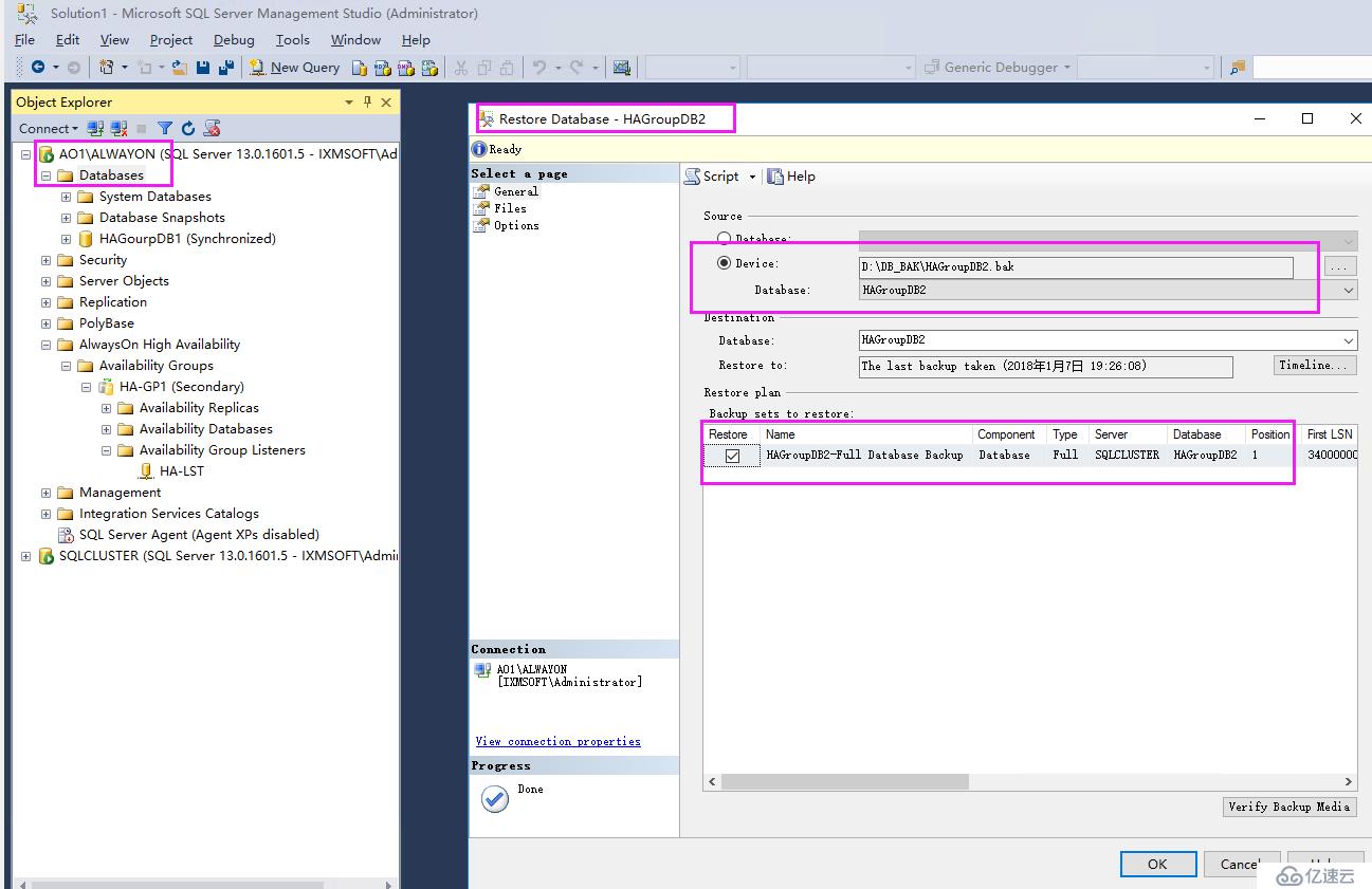 SQL Server 2016 Failover  +AlwaysOn 增加数据库到可用性组