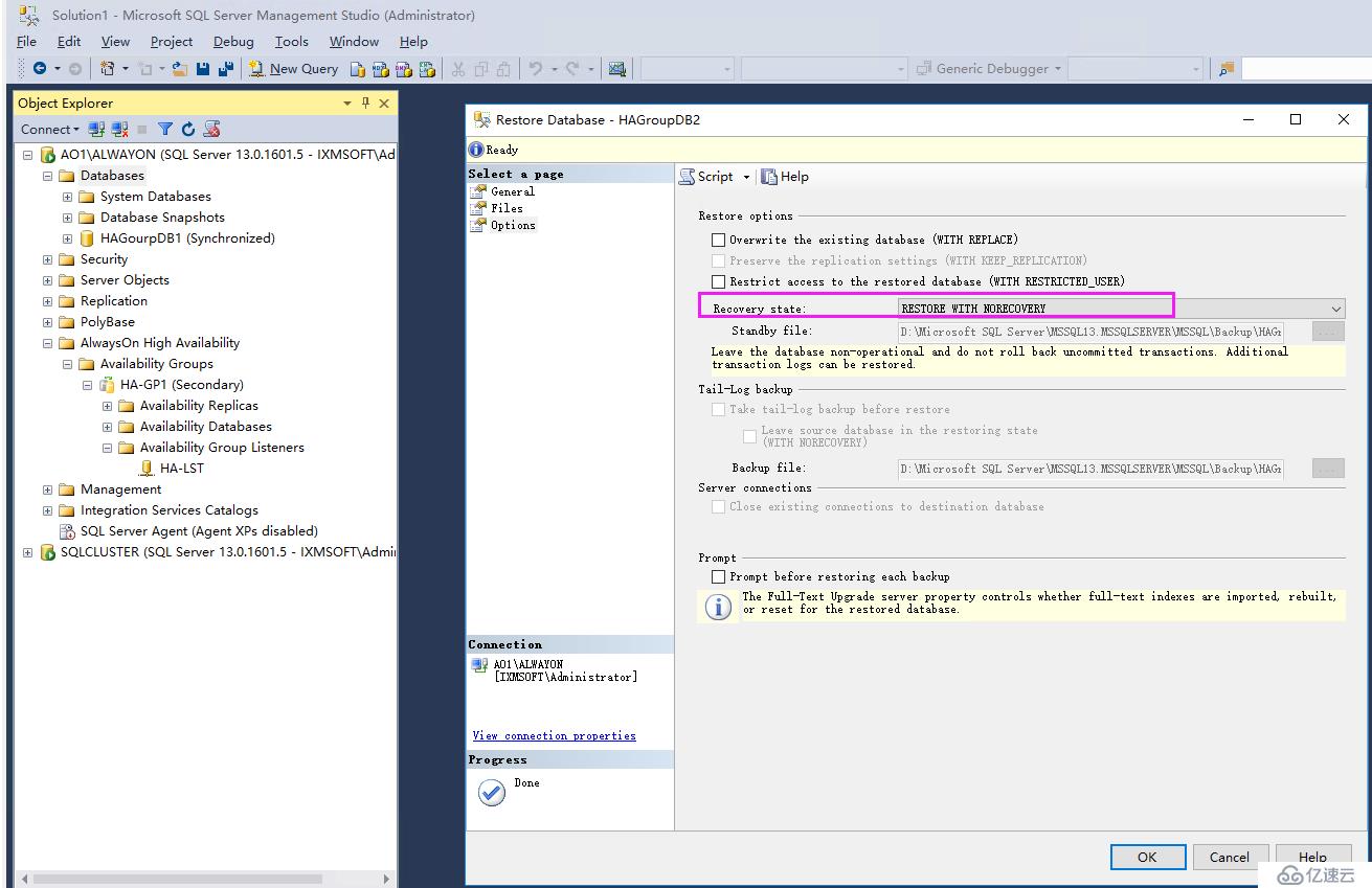 SQL Server 2016 Failover  +AlwaysOn 增加数据库到可用性组