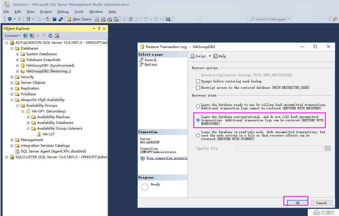 SQL Server 2016 Failover  +AlwaysOn 增加数据库到可用性组