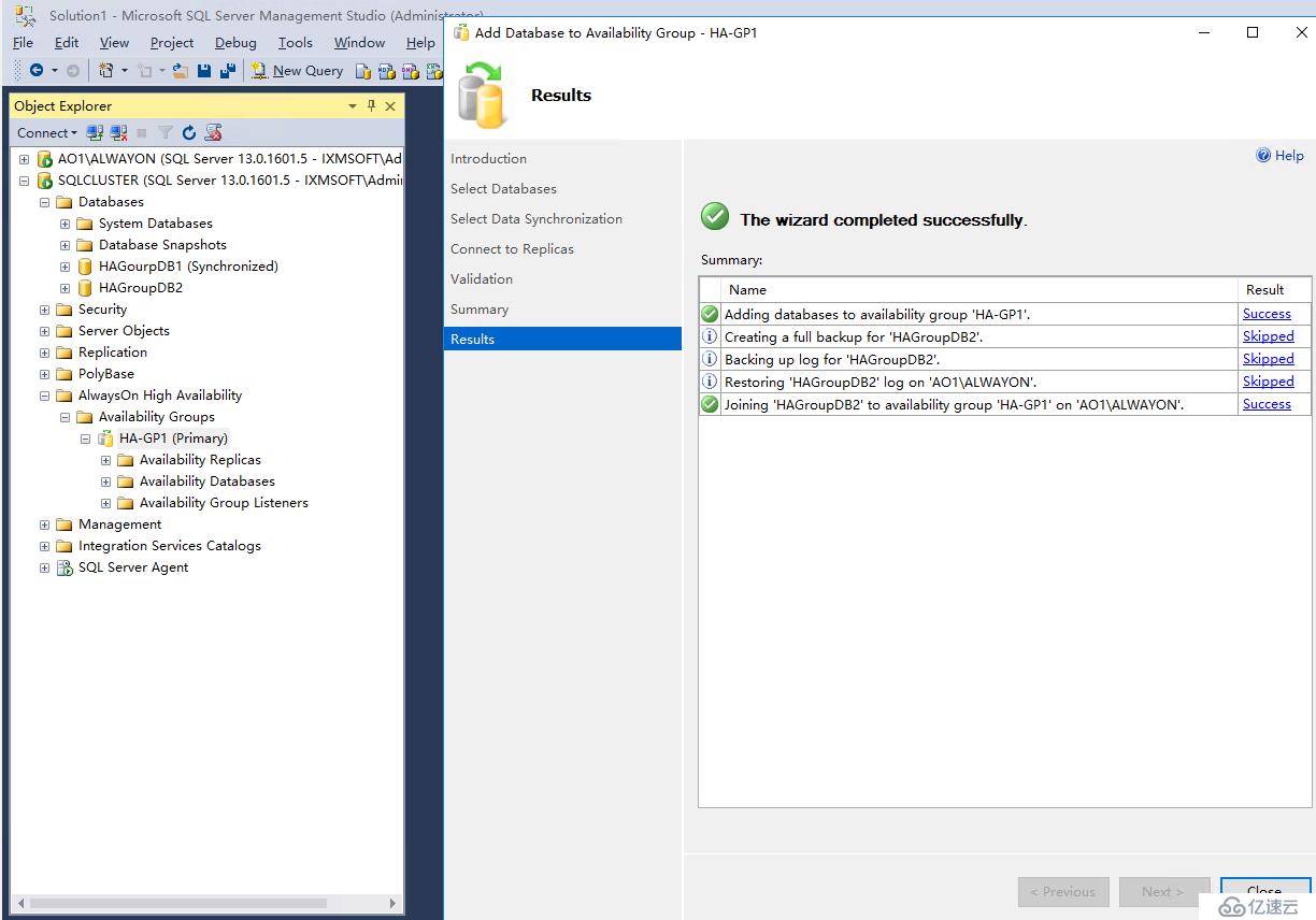 SQL Server 2016 Failover  +AlwaysOn 增加数据库到可用性组