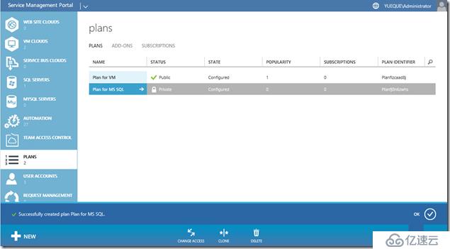 Windows Azure Pack与VMware VRA 对比(六)Azure Pack MSSQL PaaS功能测试