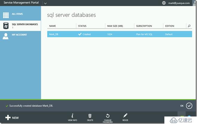 Windows Azure Pack與VMware VRA 對(duì)比(六)Azure Pack MSSQL PaaS功能測(cè)試