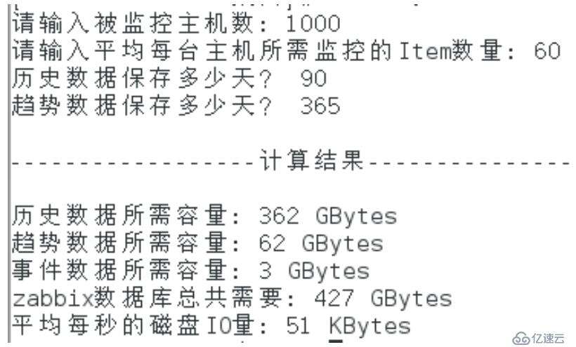 zabbix——计算所需数据库空间